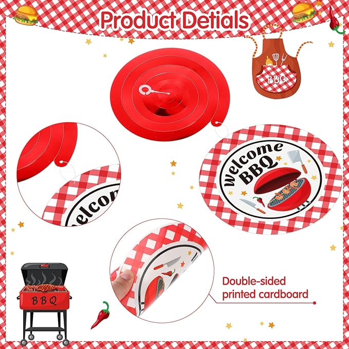 Ireer 54 Pcs Summer Picnic Party Hanging Decor Picnic Birthday Hanging Swirl BBQ Decoration Swirls for Barbecue Decor for Summer BBQ Birthday Carnival Party Supplies Decoration(Basic)