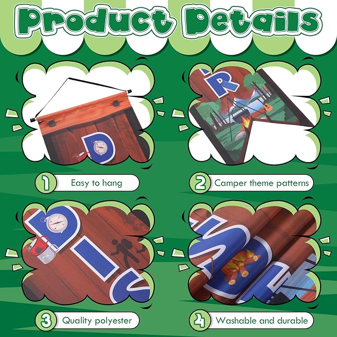 3 Pcs Camping Banners Party Decorations Camping Porch Sign Camper Adventure Door Banners Wall Decor for Camper Adventure Theme Birthday Celebrating Baby Shower Classroom Decorations