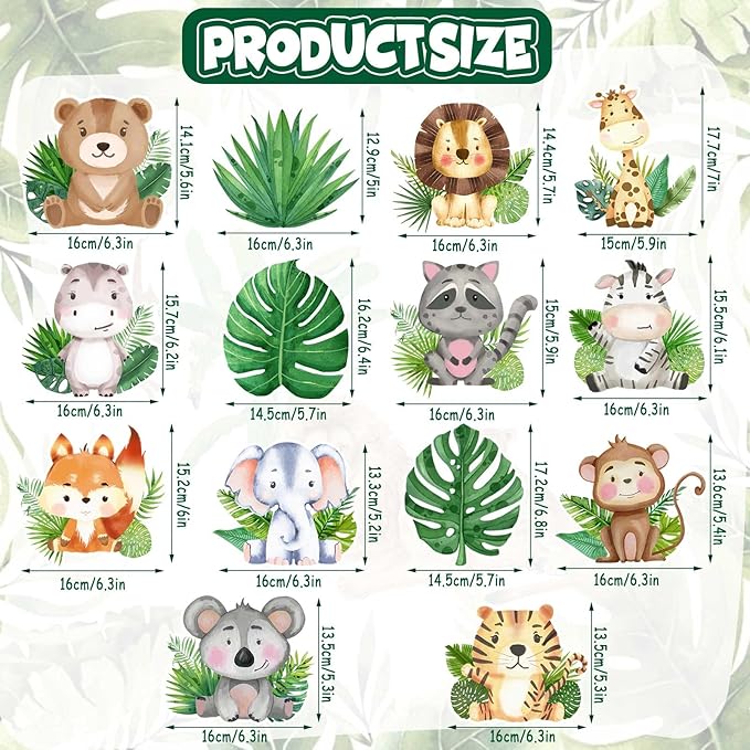 35Pcs Jungle Animals Hanging Swirl Wild One Party Birthday Decor Jungle Safari Animal Themed Wild One Birthday Party Swirls Streamers Supplies for Baby Shower Decorations