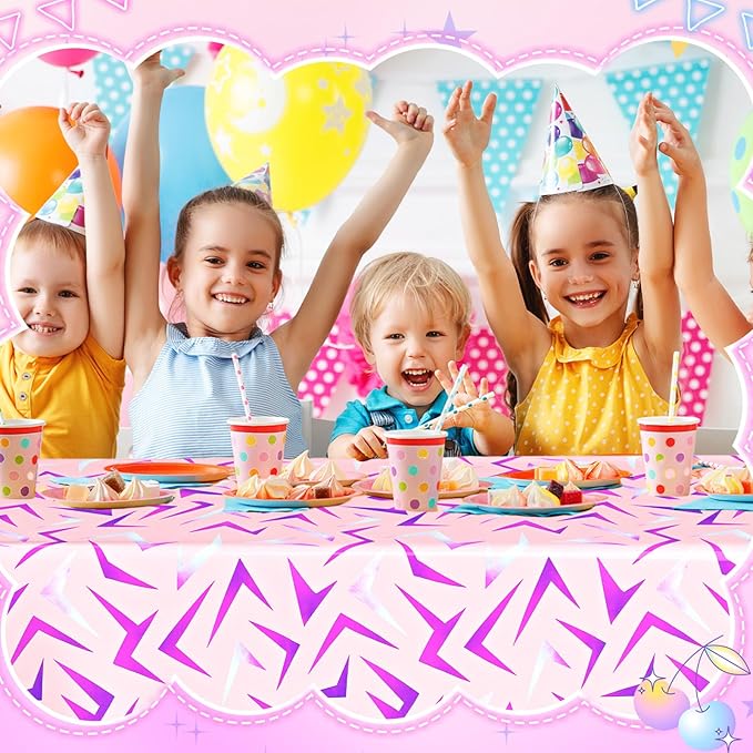 4 Pcs Birthday Party Decorations Plastic Cute Birthday Tablecloth 108 x 54 Inches Disposable Rectangle Tablecover for Boys Girls Kids Baby Shower Party Supplies (Kpop Themed)