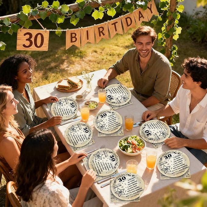 CHUNNIN 50pcs 30th Birthday Plates and Napkins 30 Year Old Birthday Party Decorations Vintage Back in 1996 Dessert Plates Vintage 1996 30th Theme Disposable Tableware Set for Men Women Party Supplies