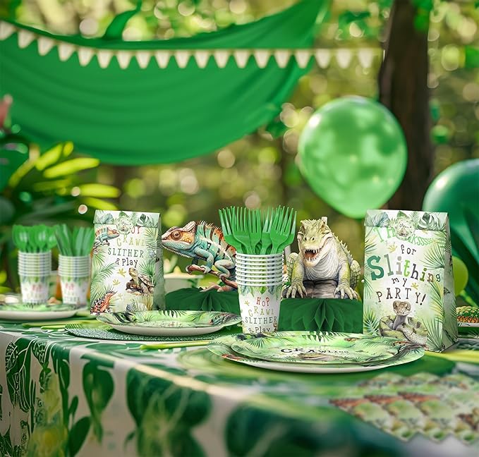 Reptile Party Centerpiece Set - Reptile Honeycomb Reptile Birthday Decorations and Reptile Table Toppers for Kids' Nature-Themed Birthday and Baby Shower Table Décor