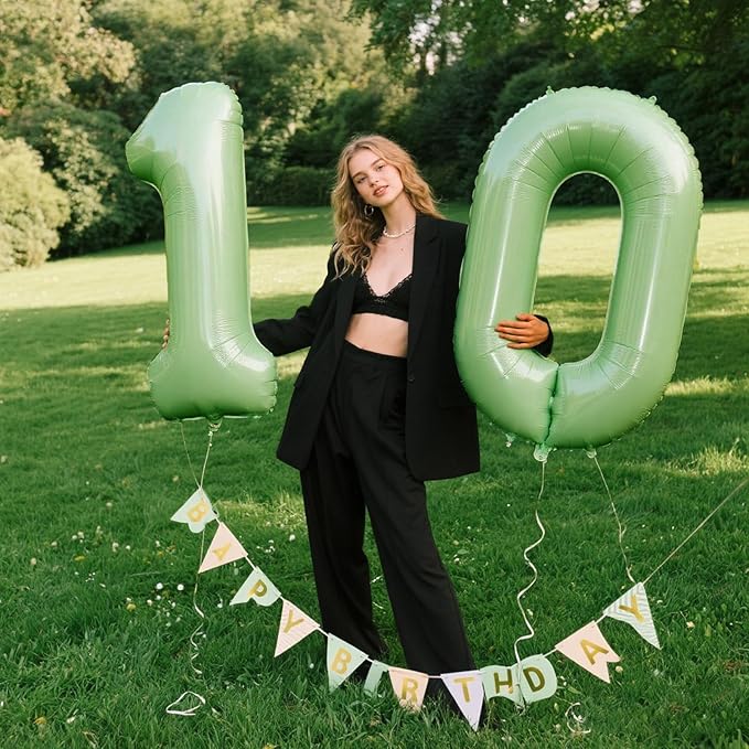 40 Inch Olive Green Balloon Number 0 Balloon,Jumbo Mylar Foil Helium Balloon for 10 20 30 40 50 60 70 80 90 100 2025 Birthday Digital Balloons for Birthday Party,Wedding Anniversary Party Decorations