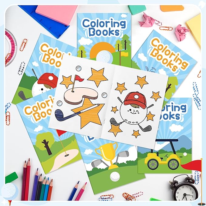 Golf Coloring Books for Kids - 24Pcs Bulk Sports Golf Theme Mini Coloring Booklet DIY Art Drawing Book for Toddlers Holiday Birthday Party Goodie Bags Stuffers Sunday School Classroom Favors