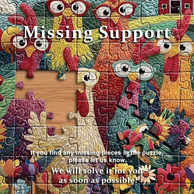Chicken Puzzles for Adults 1000 Piece, PICKFORU Funny Chicken Jigsaw Puzzle, Garden Farm Flower Animal Rooster Themed, Patchwork Art Challenge Puzzle