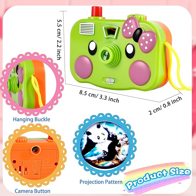 12 Pcs Camera Toy Set Plastic Camera with 8 Patterns Lmages in Viewfinder Mini Toy Camera for Party Favors Goodie Bag Return Gifts, 4 Colors