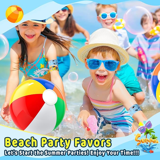 Pool Party Favors - 132PCS Summer Beach Toys for Kids Include Balls, Sunglasses Bulk, Bubble Wands - Party Supplies for Summer Birthday 4-8 8-12