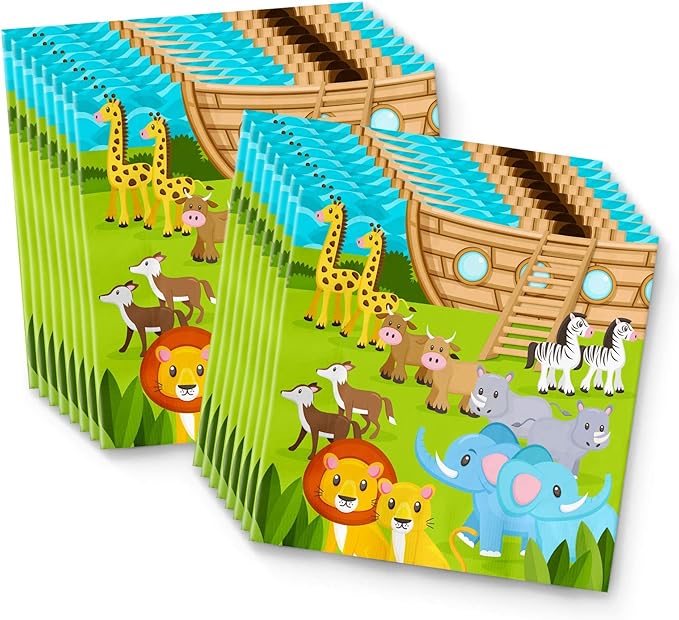 Noah's Ark Birthday Party Supplies Set Plates Napkins Cups Tableware Kit for 16