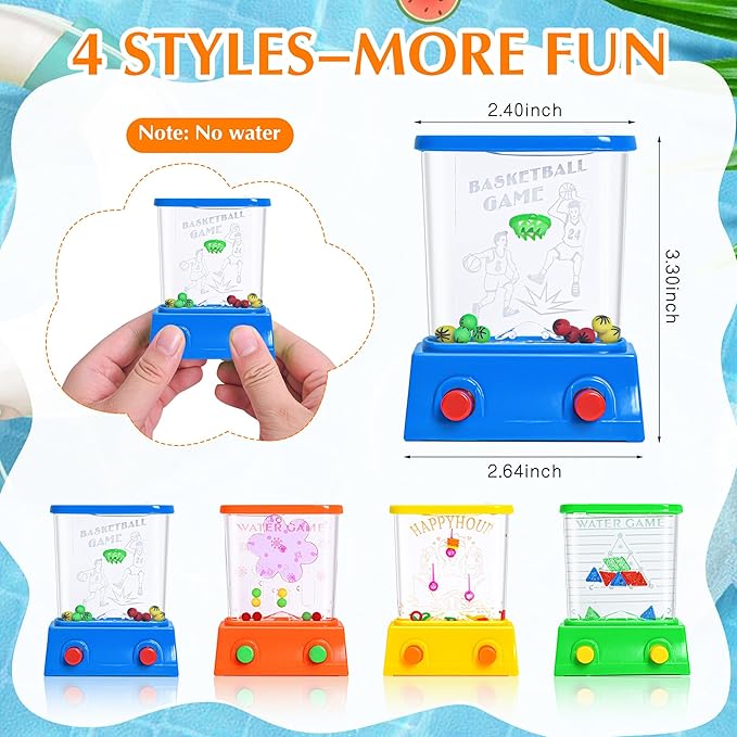 Handheld Water Toy Mini Games with Relive Your Childhood with - Nostalgic Fun in a Compact Size (4 PCS Handheld Toy Edition)