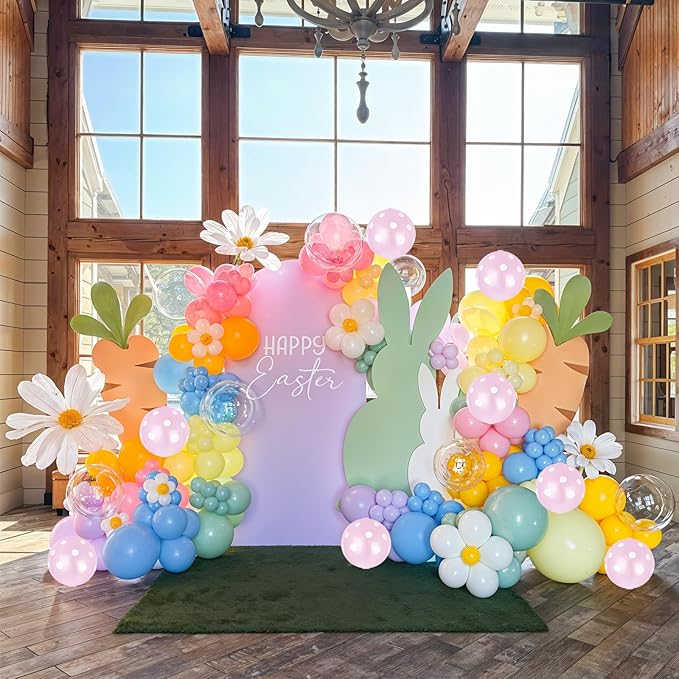 Pastel Balloon Arch Garland Kit, Macaron Pink Green Blue Yellow Latex Party Balloons Rainbow Pastel Color Easter Balloon for Easter Spring Wedding Graduation Baby Shower Birthday Party Decorations