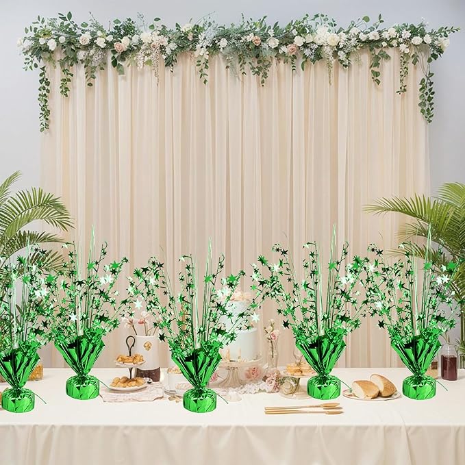 6 Pack Metallic Foil Spray Centerpiece Star Table Decoration Burst Table Centerpieces for Birthday Wedding Anniversary Graduation Holiday Party Supplies Decor (Green)