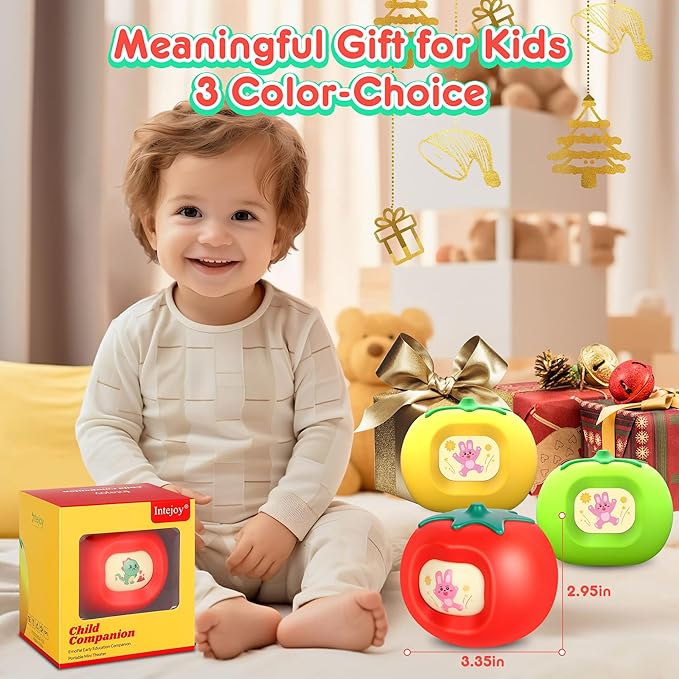 Kids Story Box Audio Player Starter with Tomato Face-Changing, Interactive Educational Toy & Storyteller, Preloaded 200+ Stories/Music, Bluetooth, Birthday Gift for Boys Girls (Yellow-2)