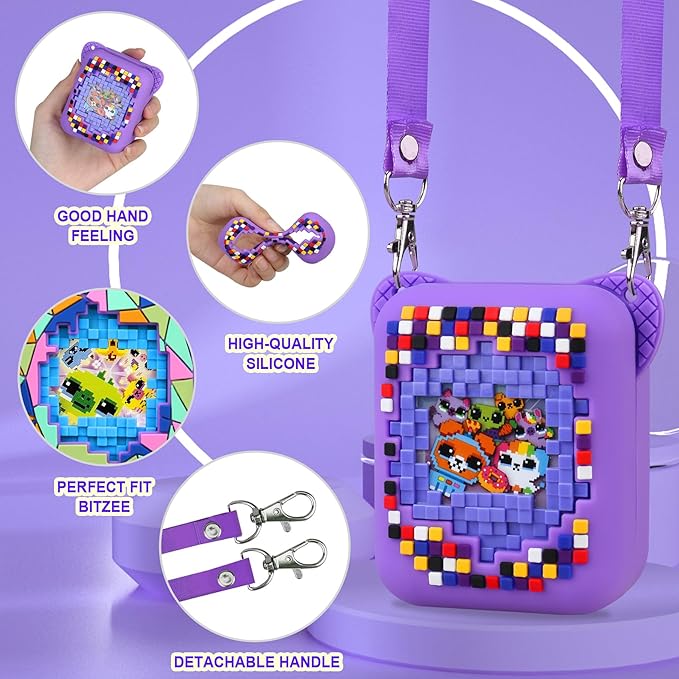 Silicone Cover Case for BITZEE Interactive Toy Digital Pet with 15 Animals Inside, Soft Silicone Protective Bag, Protective Skin Sleeve for Bitzee Virtual Electronic Pets Accessories, Purple