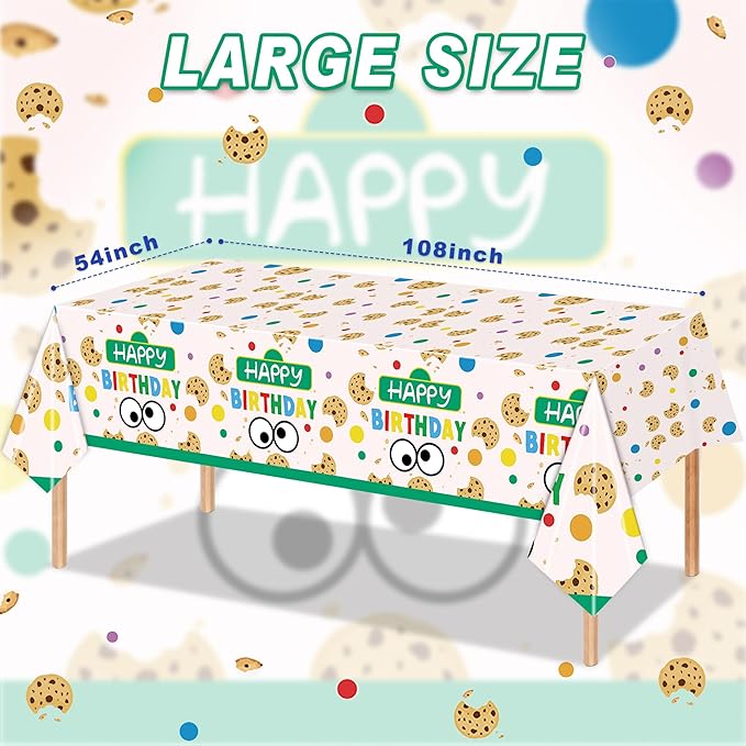 3PCS Cookie Party Supplies Tablecloth Set for Kids Boys Girls Birthday PartyCookie Party Supplies Tablecloth -54x108in