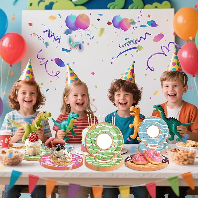 48Pcs Donut Paper Plates, 7in Donut Party Decorations Disposable Dessert Plates Tableware Dinnerware Set for Baby Shower Donut Themed Birthday Party Supplies