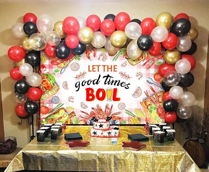 Avezano Crawfish Boil Backdrop Banner Let The Good Times Boil Party Supplies Seafood Theme Party Decorations for Birthday Baby Shower Family Summer Holidays 6 x 3.6 ft
