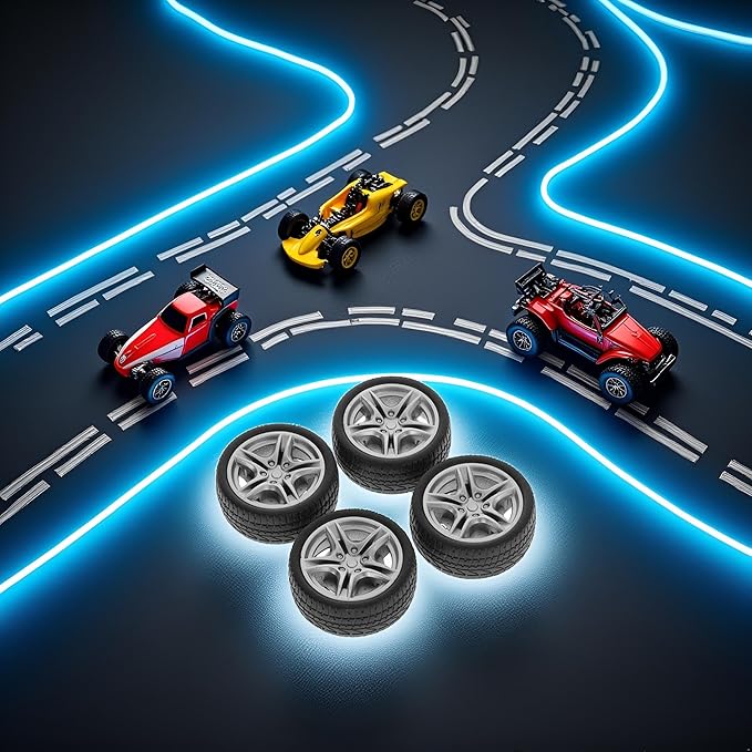 4 Pcs Black Tires,48mm Simulation Rubber Wheel Tire Wheel Toy Model DIY RC Spare Parts,Tire and Sets, Remote and App Controlled Vehicles Parts, Easy Installation