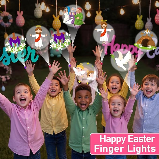 36Pcs Easter LED Finger Lights Religious Party Favors Glow in the Dark Light Up Finger Lights Christian Nativity Themed Toys Bulk for Birthday Party Goodie Bag Stuffer Birthday Gifts Classroom Prize