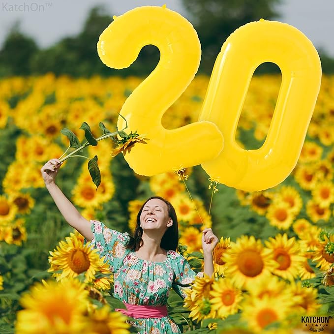 KatchOn, Yellow 0 Balloon Number - Giant, 40 Inch yellow Number Balloons | Zero Balloon for Happy Birthday Decorations | Number 0 Foil balloon for yellow Mylar Decorations