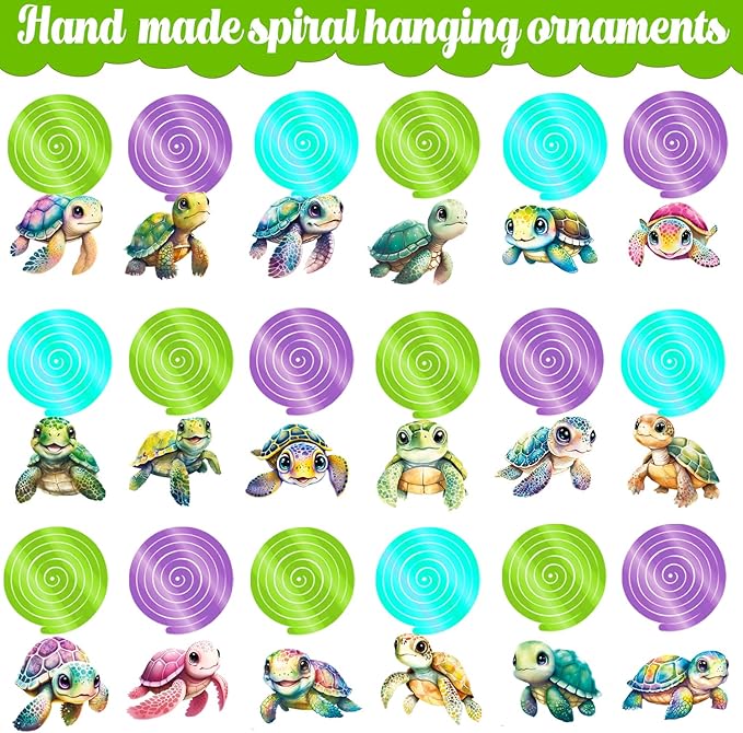 Turtle Party Hanging Swirls 20PCS Sea Turtle Theme Ceiling Swirls Decorations Turtle Birthday Party Supplies Turtles Hanging Streamers for Ocean Animals Baby Shower Decor