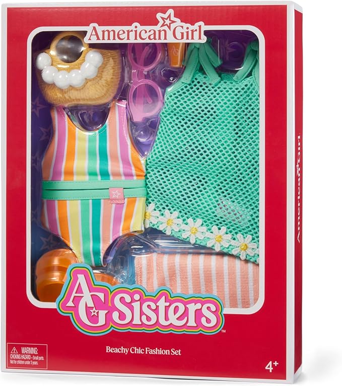 American Girl, AG Sisters Beachy Chic Fashion Set, Doll Clothes, for 14.5-inch Dolls, 8 pcs, for Ages 4+