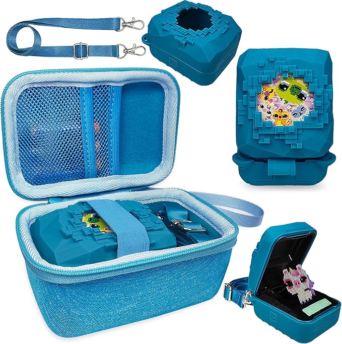 JCHPINE Hard Carrying Case and Silicone Cover for Bitzee Magicals Interactive Digital Pet, Accessories Case for Bitzee Magicals Virtual Electronic Pets (Blue)