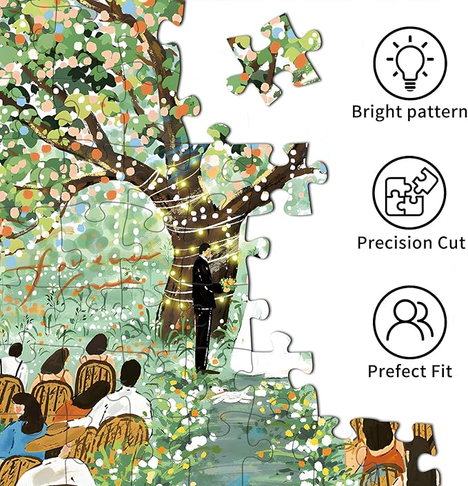 1000 Piece Puzzles for Adults, Wedding Puzzle, Romantic Wedding Jigsaw Puzzle 1000 Pieces for Adults Seniors, Fun Decor Challenging Couple Games Holiday Party Gifts -1:1 Poster