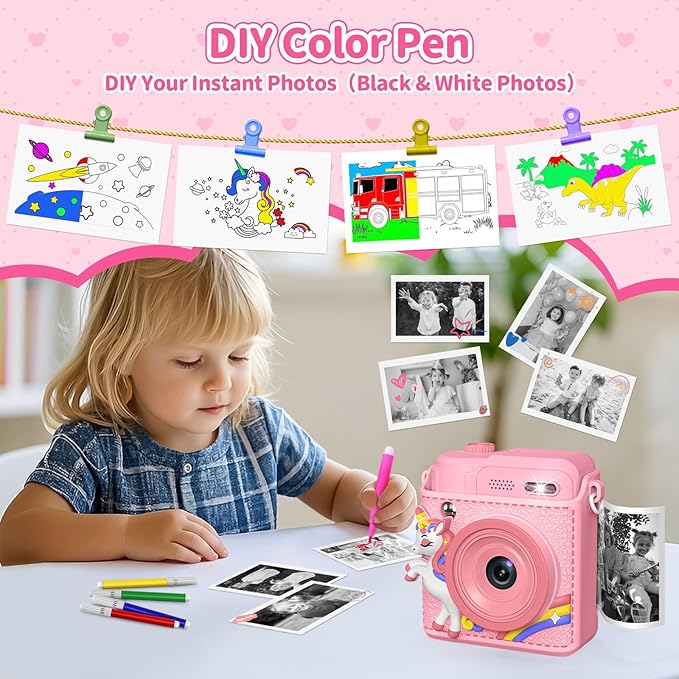 Kids Camera Gifts for Girls Boys - Christmas Birthday Xmas Gift for Girl Boy Age 3 4 5 6 7 8 9 10 11 12 Year Old - Instant Print Digital Toys Ages 3-5 6-8 8-12 Years Olds - Toddler Learning Kid Toy