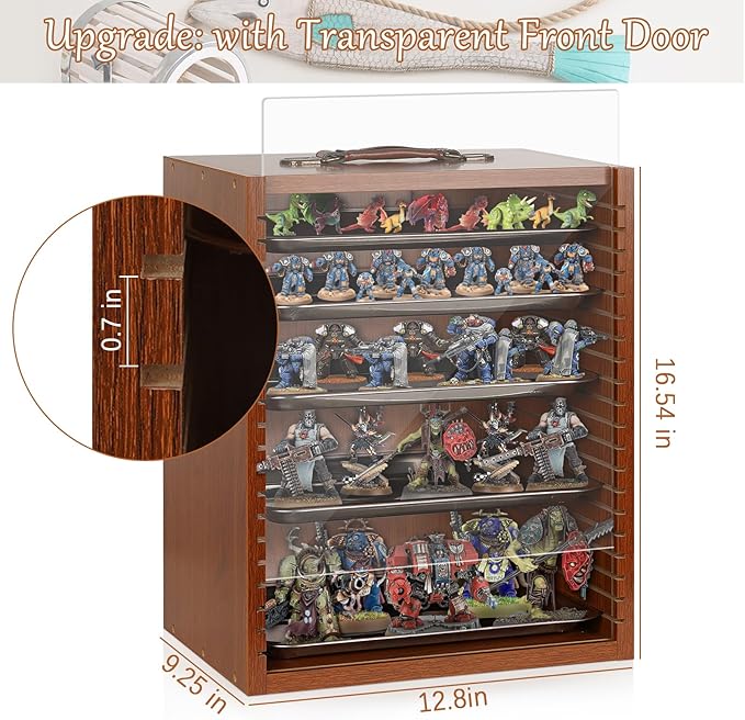 Miniature Display Case Display Cases for Collectibles Miniatures Storage Case Display Shelves Shelf for Collectibles for Mini Action Figures Valuable Collectibles or Crystal Stone (Brown)