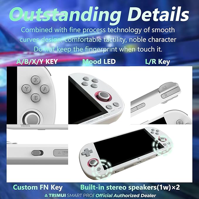 Trimui Smart Pro Handheld Game Console, Preinstalled Emulator Gaming System with 256GB TF Card - White [Linux]