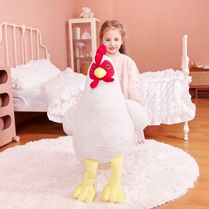 IKASA Giant Chicken Stuffed Animal Plush Toy,23" Large Hen Henny Cute Jumbo Soft Toys,Huge Big Size Fluffy Plushy Fat Plushie,Gifts for Kids