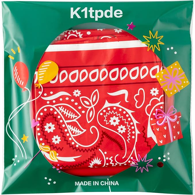 K1tpde 3PCS Bandana Party Tablecloths, Cholo Gangsta Theme Table Covers,Bandana Plastic Waterproof Tablecloth, Western Party Decorations Supplies for Adult, Red