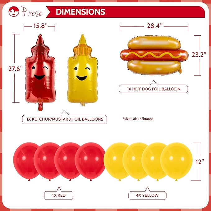 Pirese Hot Dog Birthday Decorations, Hot Dog Party Decorations with Pre-Strung Happy Birthday Banner, Hot Dog Balloons, Picnic BBQ Birthday Party Supplies, Hot Dog Birthday Party Decorations