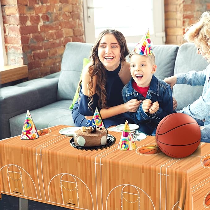 Basketball Party Decorations 2PCS Basketball Plastic Tablecloths Disposable Rectangle Sport Theme Table Covers for Birthday Sports Party Decorations