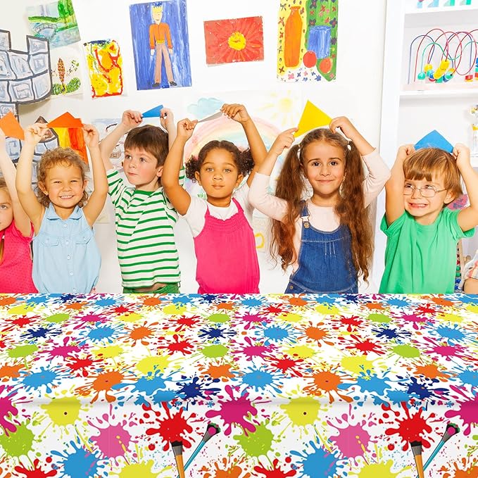 gisgfim 3 Pcs Art Party Decorations Art Paint Tablecloths Decoration Supplies Plastic Painting Splatter Party Table Cover Artist Birthday Parties Decor for Kids 105 x 54 inch
