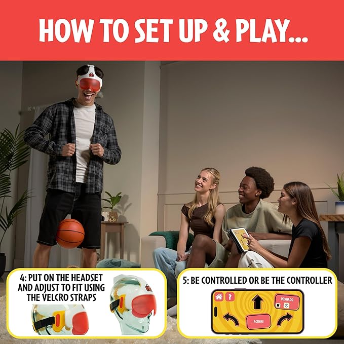 TOMY Human Controller Party Game - Interactive Blindfolded Trust Game with App Control and 30 Challenge Modes - Teen and Adult Games for Parties- Ages 14+
