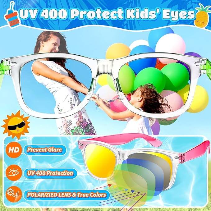 Joycover Kids Sunglasses Party Favors, Translucent Toddler Sunglasses Bulk for Boys Girls, Goodie Bags Stuffers for Kids Classroom, Pool Beach Party Favors Graduation Birthday Gifts - 16 Packs