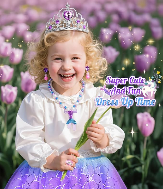 Princess Dress Up Shoes Set, Girls Dress Up Toys, Jewelry Boutique Crown Necklace Earrings Rings Bracelet, Princess Dresses Role Pretend Play Gifts Princess Toys for Girls Aged 3 4 5 6