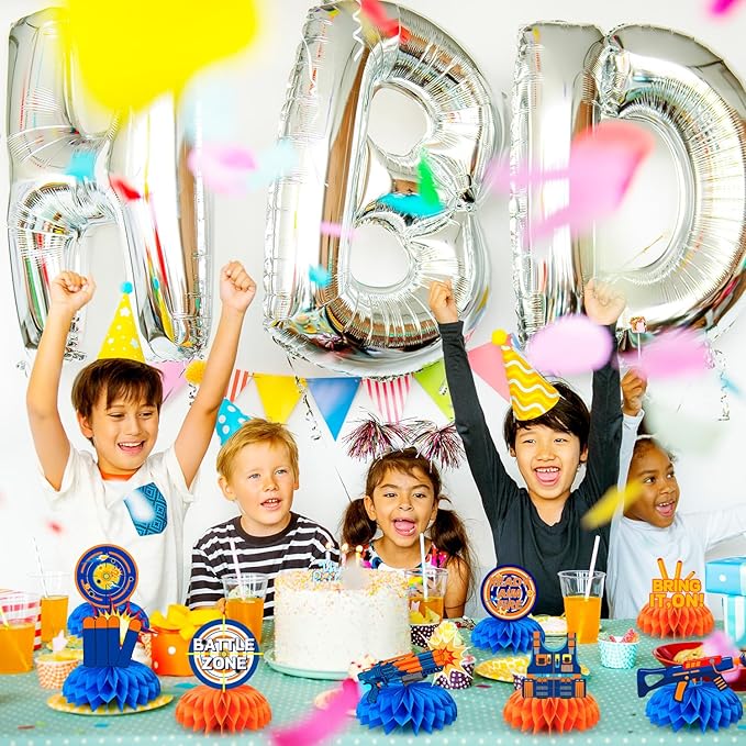 Dart War Gun Party Honeycomb Centerpieces, 9pcs Dart War Centerpiece for Table, Dart War Birthday Honeycomb Centerpieces, Dart Battle Honeycomb Centerpieces for Dart War Birthday Party Decorations