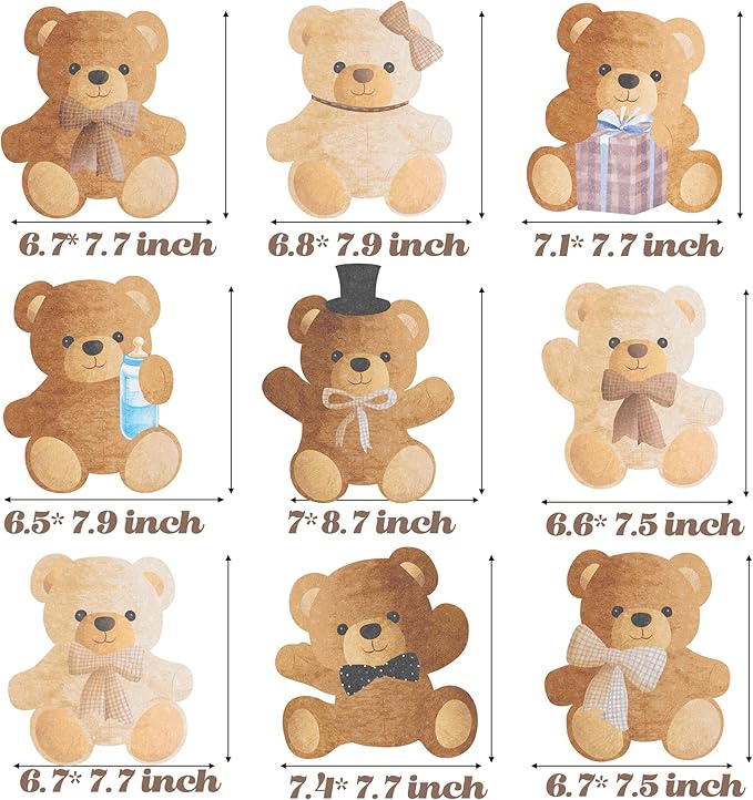 9pcs Teddy Bear Honeycomb Centerpieces Teddy Bear Birthday Decorations Bear Themed Table Decorations for Kids Teddy Bear Themed Birthday Party Gender Reveal Party Supplies