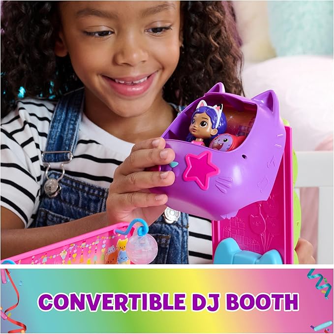 DreamWorks GABBY'S Dollhouse Celebration Party Bus, Transforming Playset with Gabby & DJ Catnip Toy Figures & Dollhouse Accessories, Kids Toys for Ages 3 and Up