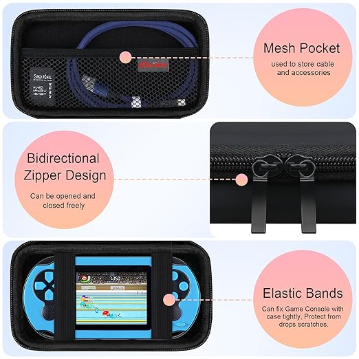Elonbo Carrying Case for TaddToy/WELLST·G/Beijue/FAMILY POCKET/CCTU/X- JOYKIDS/GREENCREEK/Beico/KAVOYI/GuaiyeyeAP/TEBIYOU Handheld Game Console, Portable Electronic Gaming Player Bag, Black