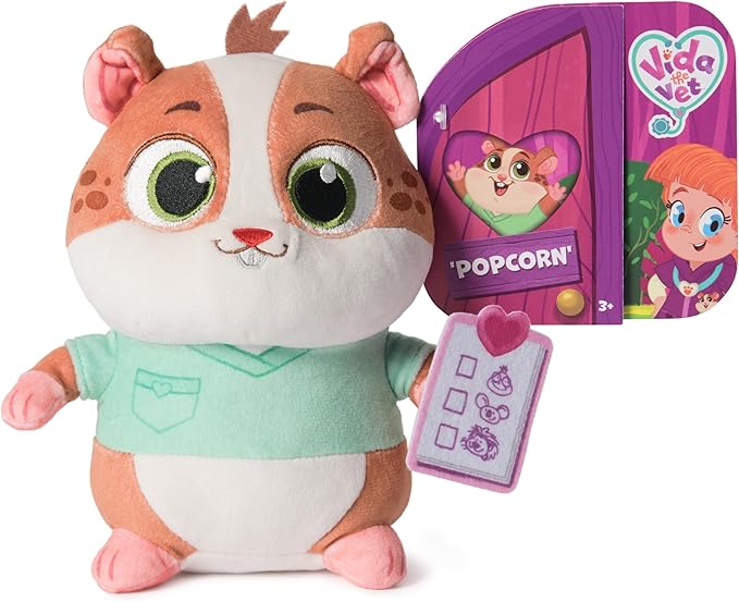 Vida The Vet, Popcorn Plush Toy, 7-Inch Tall Stuffed Animals with Super-Soft Fur, Kids Toys for Girls & Boys Ages 3 and up