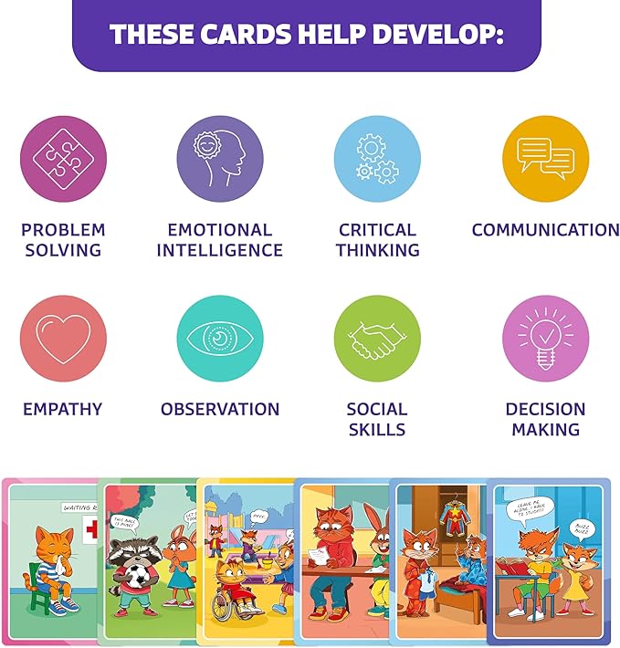 Who What Why MEGA Pack Conversation Cards for Kids – Learning Materials for Logic, Social Skills, Diversity & Inclusion, Feelings & Emotions, and Safety Awareness – Conversation Game Ages 4+