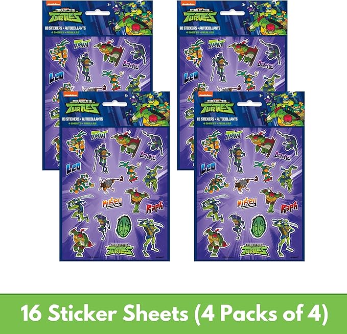 Unique Ninja Turtle Party Favors Pack - 16 Guests - TMNT Party Favor Bags, Sticker Sheets, Mini Skateboards, Checklist - Teenage Mutant Ninja Turtle Party Decorations & Supplies