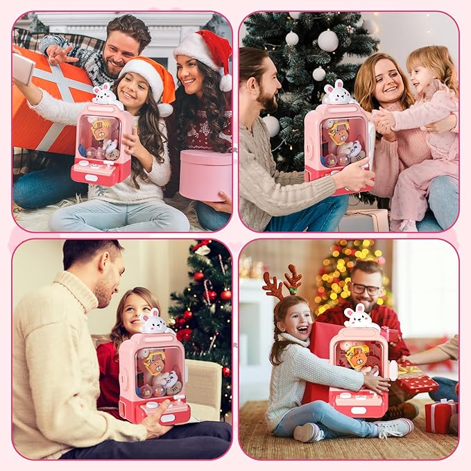 Cartoon Claw Machines for Kids 36 Prizes Age 6+ Mini Vending Machines with Music for Kid with Plush Toy Christmas Birthday Thanksgiving Girls Boys Gifts(Bunny)