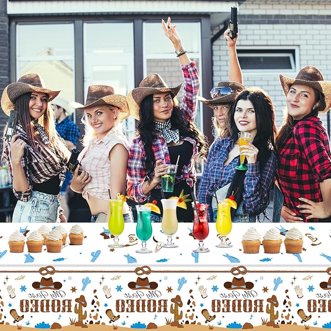 gisgfim 3 Pcs My First Rodeo Birthday Party Supplies Western 1st Rodeo Party Tablecloths Blue Cowboy Table Cover Decorations for Boy Baby Shower