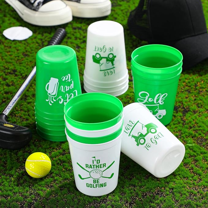 Norme 48 Pcs Golf Party Plastic Cups Bulk Golf Themed Reusable Drink Cups 16 oz Golf Ball Cart Design for Supply Favors Housewarming Decorations Events Family Dinner