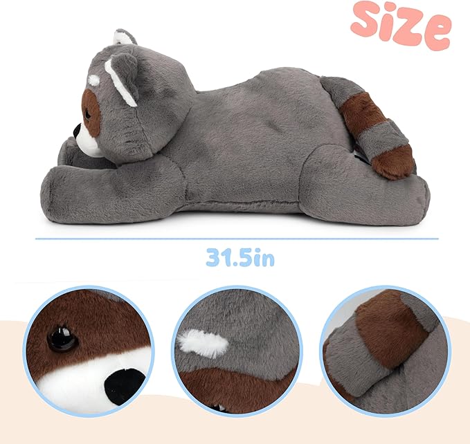 32" Large Raccoon Stuffed Animal, Giant Soft Plush Fluffy Raccoon Toy Birthday Holiday Party Gifts for Kids Girls Boys