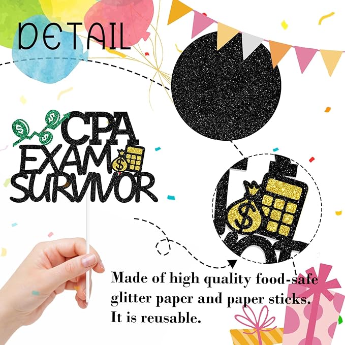 CPA Exam Survivor Cake Topper, CPA Graduation Cake Decorations, CPA Exam Passed, Accounting Grad Party Supplies